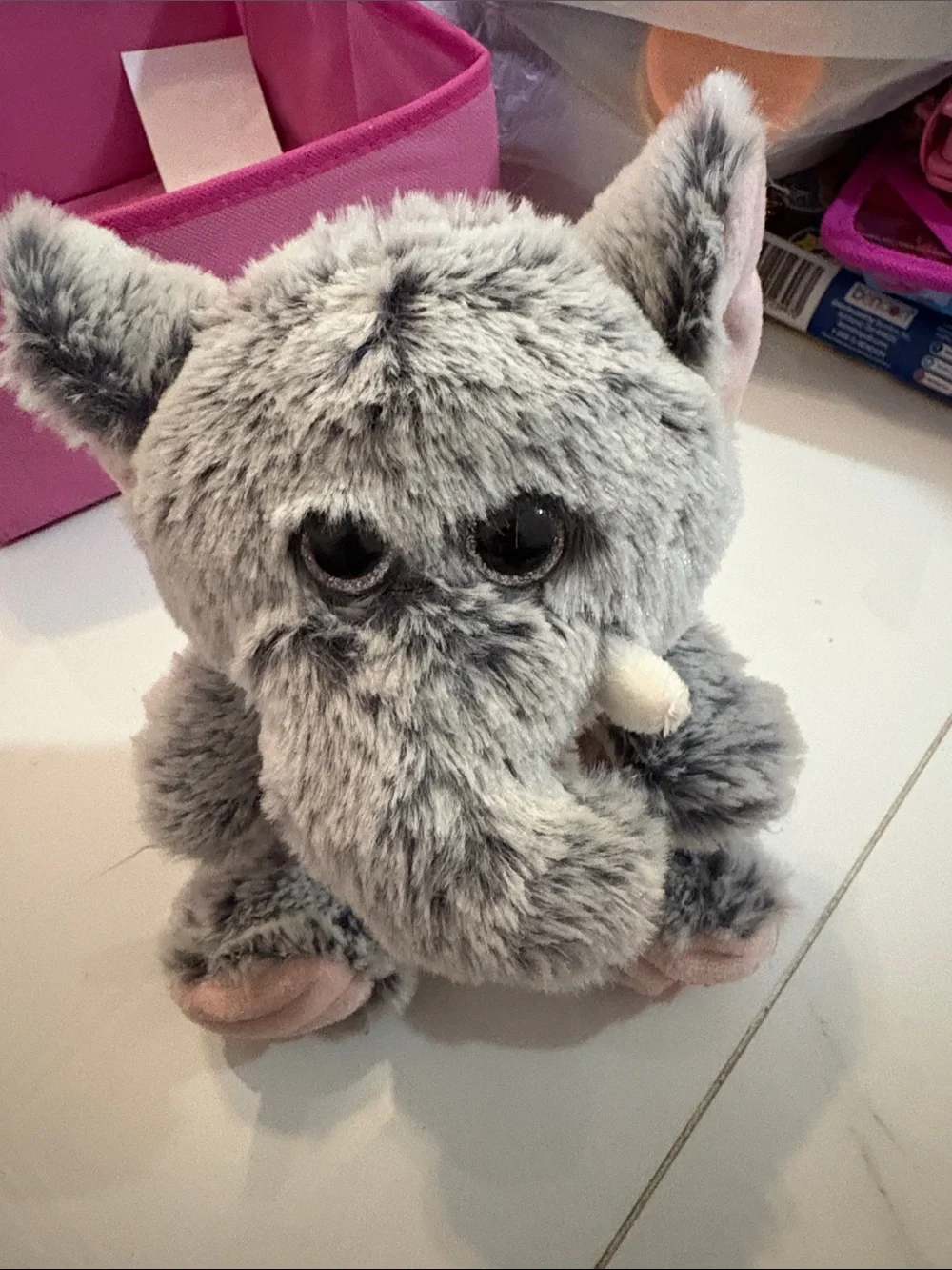 Kellytoy Elephant 10” Grey & Pink Sparkle Glitter Eyes Plush plushie